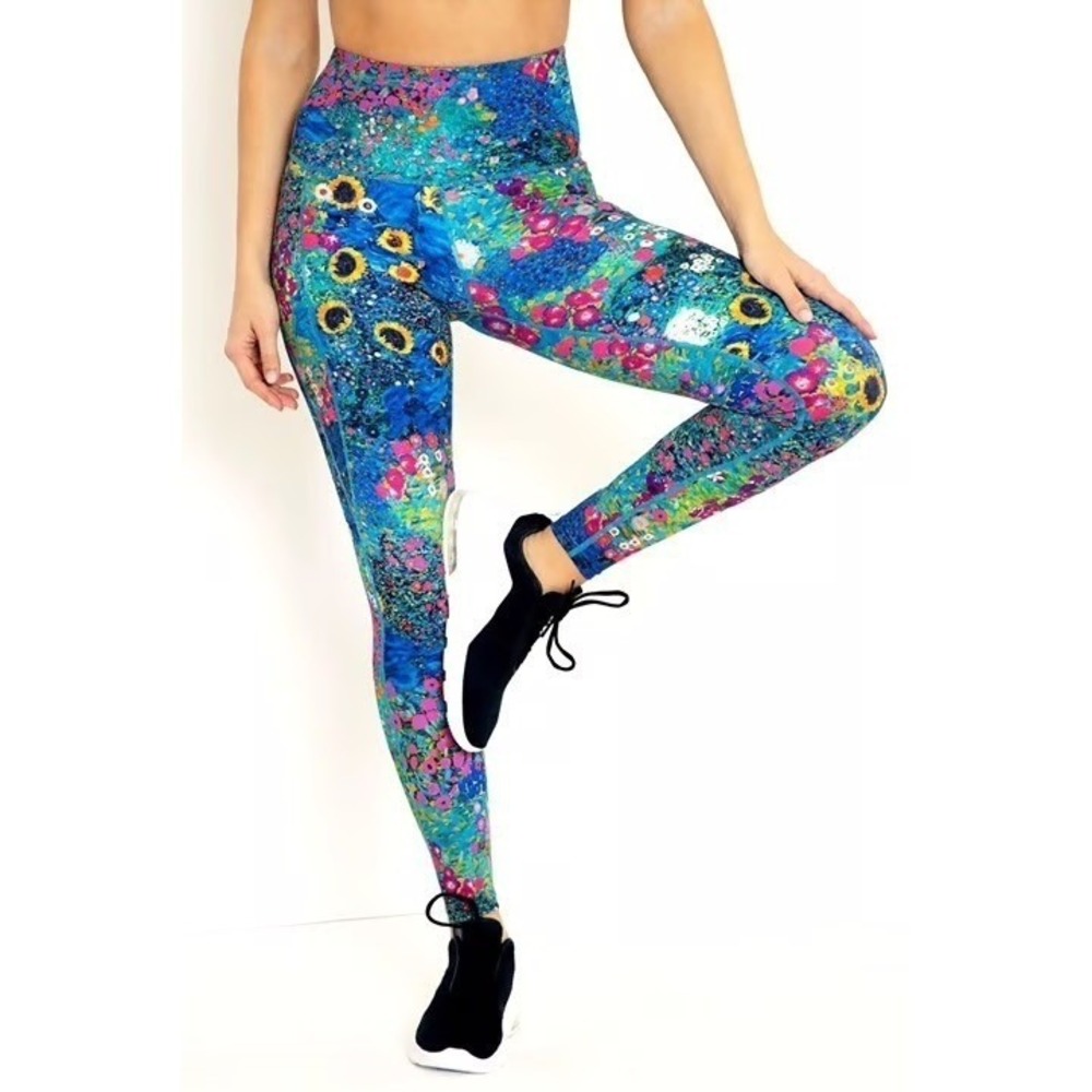 BlackMilk Leggings Womens XS Multicolor Excellent Flower Garden Klimt Print